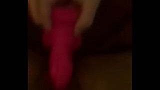 Slut Wife'_s pussy squirting on a big dildo part 1