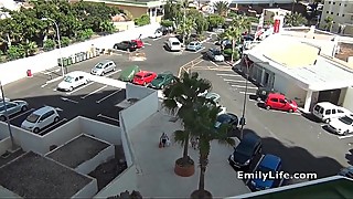 masturbation on the balcony with amateur MILF Emily