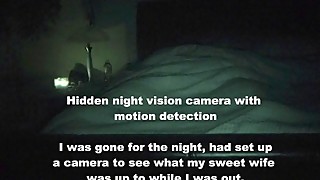 HIDDEN NIGHT VISION CAMERA CAUGHT WIFE MASTURBATING HUMPING & RIDING