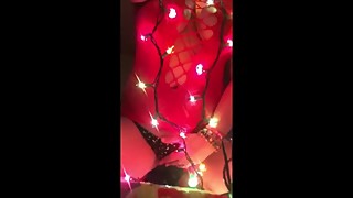 Homemade Christmas video!! Hotwife In lingerie playing with herself!