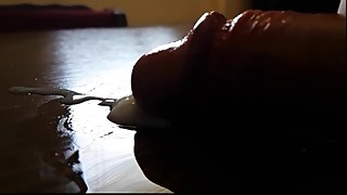 Spending time alone while the wife is out of town (slow-mo cumshot)